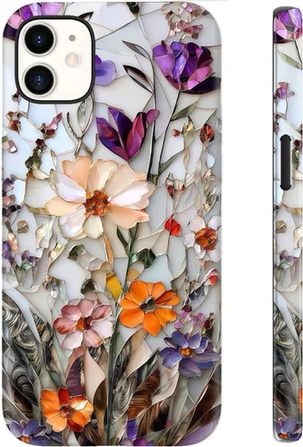 Miniatura 68 de LUHOURI Funda para iPhone 12 Mini, compatible con carga inalámbrica, doble capa, interior de silicona suave + carcasa exterior dura, bonito diseño