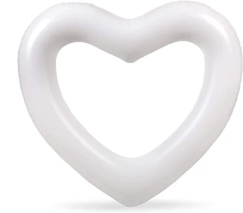 Miniatura 4 de LOTELI - Flotadores de piscina con forma de corazón originales para adultos, más gruesos y fuertes, flotadores inflables grandes para fiestas, Blanco