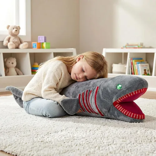Miniatura 8 de Peluche de tiburón con volados, juguete de peluche realista de tiburón con volantes, suave y realista, modelo de peluche para niños, 20.5 pulgadas