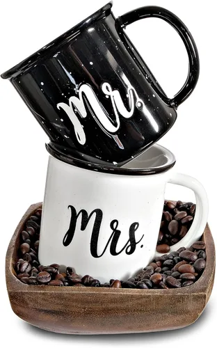 MAINEVENT Mr and Mrs Tazas de 11 onzas, taza de café de cerámica para parejas, taza de señor y señora