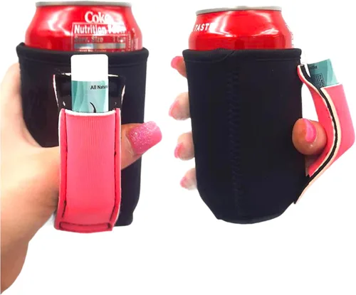 Miniatura 15 de Lit Handlers - Mango de lata de soda, fundas enfriadoras de latas de 12 onzas, material de neopreno para cerveza, refrescos y otras bebidas, Negro
