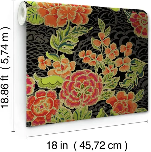 Miniatura 7 de RoomMates Waverly RMK11856RL Zen Garden - Papel tapiz autoadhesivo (18 pulgadas x 18.86 pies), fácil aplicación, sin residuos pegajosos, color negro