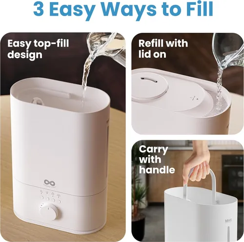 Miniatura 4 de Everlasting Comfort Humidificador de 6L para Habitación Grande, Salida de Niebla Alta 50+ HR de Funcionamiento Humidificadores Ultrasónicos