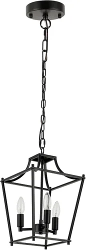 Miniatura 8 de Lámpara colgante de farol, lámparas colgantes negras, 3 luces colgantes de farol negro, 9.4 pulgadas, iluminación colgante ajustable de granja