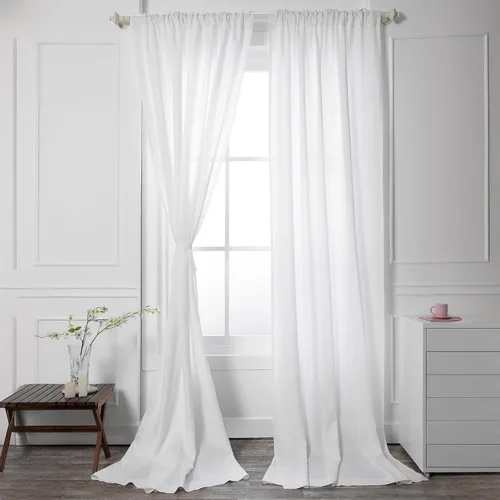 Miniatura 3 de D'Moksha Homes Cortina de lino europeo negro de 52 x 63 pulgadas, con bolsillo para cortinero, 1 panel, 1 panel, 100% lino puro, tratamiento