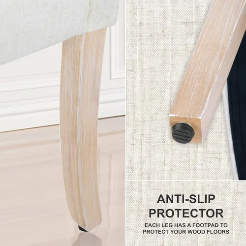 Miniatura 8 de Homepop Silla de comedor con detalle festoneado, sillas de comedor Parsons tapizadas, muebles decorativos para el hogar, tejido texturizado crema