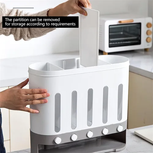 Miniatura 7 de Dispensador de alimentos secos para montaje en pared, dispensador de granos de café de arroz para encimera de 5 rejillas, dispensador de cereales