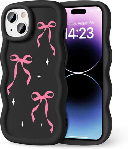 Miniatura 319 de Compatible con iPhone SE/8/7 Funda para Mujeres y Niñas, Marco Ondulado Rizado con Patrón Lindo, Estética Delgada Suave Silicona TPU Parachoques