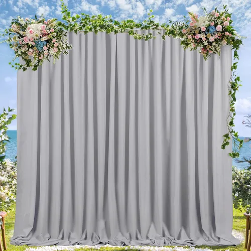 Miniatura 61 de Cortinas de Telón de Fondo Blanco de 2 Paneles 5 x 1,5 m de Poliéster, Telón de Fondo para Fotografía, Cortinas para Decoración de Fondo de Boda