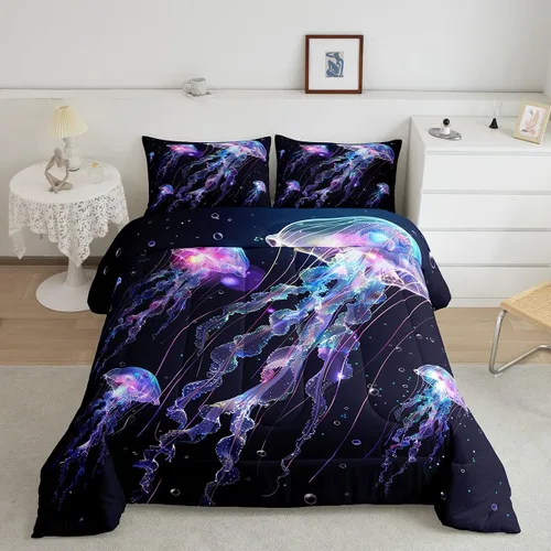 Miniatura 16 de Feelyou Juego de edredón de animales de la selva para todas las estaciones, juego de ropa de cama con 1 funda de almohada de microfibra de elefante
