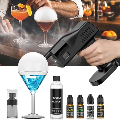 Pistola de Humo para Cócteles de Seihoae, Operación con una Sola Tecla, Manual, con Pantalla a Color de 1.4 Pulgadas, para Barman, Bar, Fiesta,