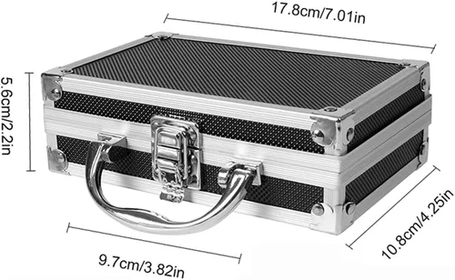 Miniatura 2 de Estuche de transporte de aluminio, mini maletín de espuma de aluminio, caja de herramientas portátil (7.087 * 4.331 * 2.165 in)