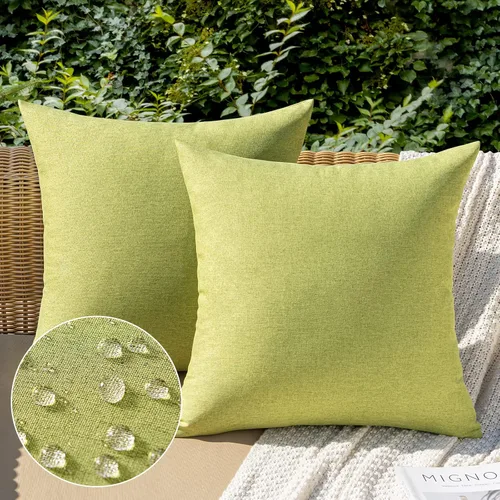 Miniatura 42 de MIULEE Paquete de 2 fundas decorativas para almohadas de exterior, sólidas, impermeables, de lino sintético, estilo granja de jardín, fundas de Óxido