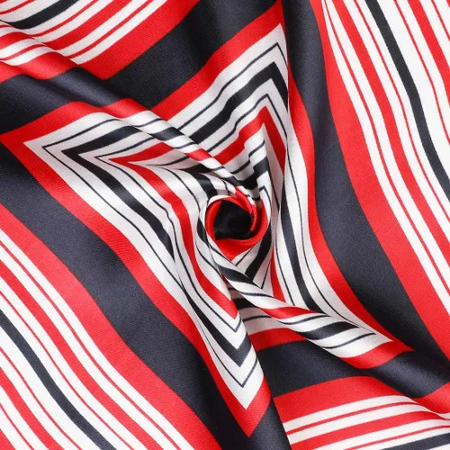 Miniatura 5 de Allegra K Lady Dark Blue Red White Stripe Print Kerchief Square Neck Scarf Wrap