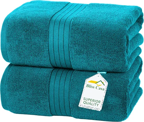 Miniatura 14 de Bliss Casa Paquete de 2 toallas de baño jumbo de algodón de gran tamaño de 35 x 70 pulgadas, ultrasuaves y altamente absorbentes, de secado rápido