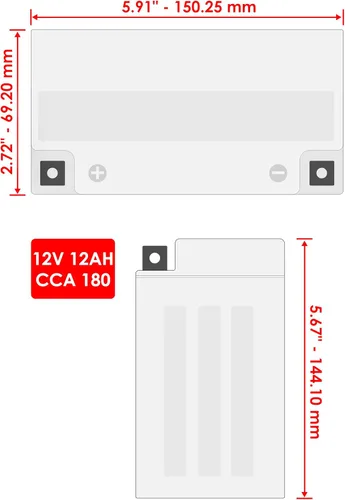 Miniatura 2 de Caltric Agm - Batería compatible con Yamaha Xvs1100A V-Star 1100 Classic 2000-2009
