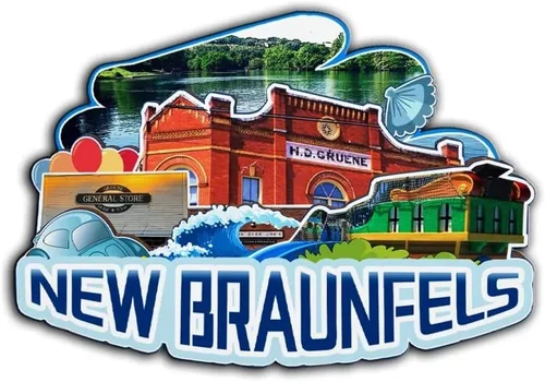 Imán de madera para nevera de Braunfels Texasl USA 3D Landmarks Travel Collectible Souvenirs Decoración hecha a mano -2206