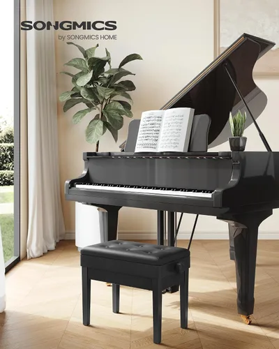 Miniatura 4 de SONGMICS Taburete ajustable de madera para piano con almacenamiento de partituras negro ULPB57H