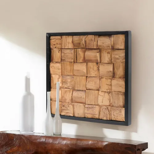 Miniatura 11 de Warmaxx Decoración de pared con marco de madera de teca rústica de 17 x 17 pulgadas, arte de pared estético para decoración de Navidad, hogar, sala