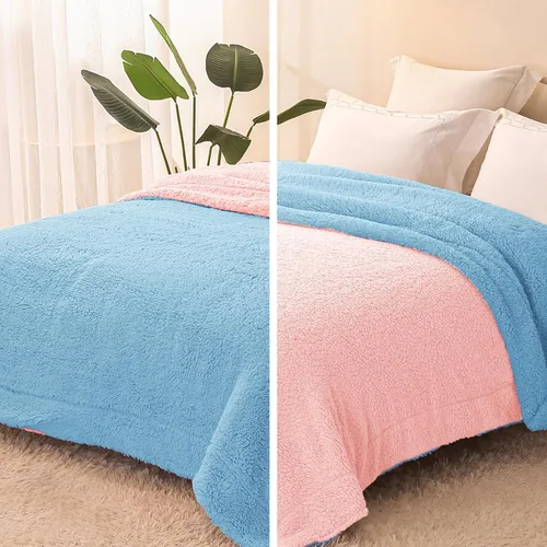 Miniatura 7 de Exclusivo Mezcla Manta Sherpa Reversible de Tamaño Individual, Mantas de Forro Polar Gruesas y Cálidas para Invierno, Felpa Suave y Esponjosa