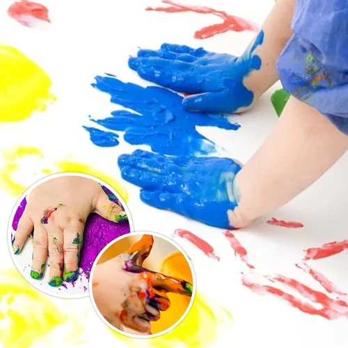 Miniatura 4 de Pintura de dedos lavable para niños pequeños, suministros de arte, regalo para pintura a mano de bebé, manualidades, no tóxica, 10 colores, 1.4 fl