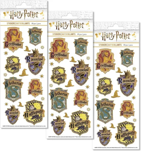 Miniatura 3 de Paper House Productions Harry Potter Hogwarts House Crests - Hojas de calcomanías con efecto esmaltado brillante, paquete de 3 Escudos de la casa