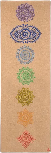 Shakti Warrior Tapete de yoga de corcho, diseñado por artistas, tapete antideslizante ecológico de alta calidad, ideal para yoga regular y caliente,
