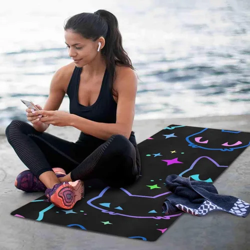 Miniatura 7 de Cute Chubby Frog Yoga Mat, 71 x 26 Inch Non-slip Yoga Mats Folding Travel Exercise Mat Indoor Outdoor Gym Pilates with Storage Bag for Women Men a04