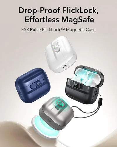 Miniatura 3 de ESR Funda para AirPods Pro (2023/2022/2019, 2ª/1ª generación), compatible con Airpods Pro 2 (cable USB-C/Lightning), listo para MagSafe, bloqueo
