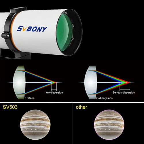 Miniatura 3 de SVBONY Tubo de telescopio portátil SV503, tubo óptico de dispersión extra baja 70ED F6, enfocador de rap de microreducción, para astrofotografía