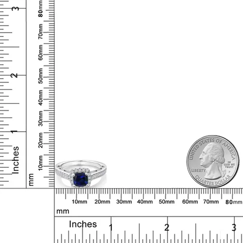 Miniatura 42 de Gem Stone King Anillo de compromiso de plata de ley 925 de 0.236 in con piedra natal y zafiro blanco creado con acento Anillo de compromiso