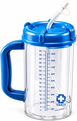 Vakly - Jarra hospitalaria con aislamiento de doble pared y seguimiento de agua - Termo de 32 oz de capacidad para agua fría y caliente recargable -