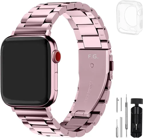 Miniatura 18 de Fullmosa Banda de Metal Compatible con Correas de Apple Watch de 1.61, 1.58, 1.5, 1.81, 1.93, 1.77, 1.73, 1.65 pulgadas, Correa iWatch con Estuche