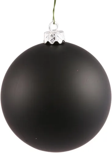 Miniatura 47 de Vickerman Adorno de bola de Navidad inastillable con acabado de lentejuelas con tapa perforada, 6 por bolsa, 4 pulgadas, color negro