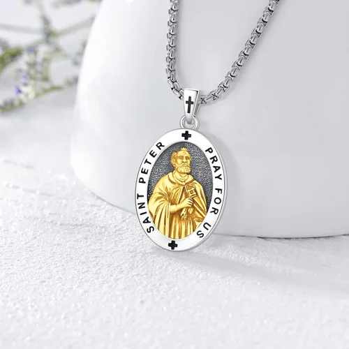 Miniatura 13 de Eusense Saint Necklace Sterling Silver 925 Protection Jewelry for Men Women Patron St Medals Amulet Pendant