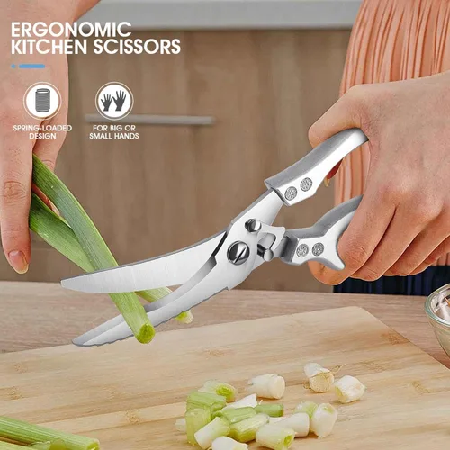 Miniatura 5 de PURPLEBIRD Tijeras para Aves de Corral Resistentes, Tijeras de Cocina Aptas para Lavavajillas, Tijeras de Cocina para Cortar Carne de Acero plateado