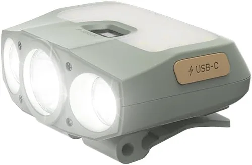Claymore Capon 200H (gris menta) - Linterna frontal LED recargable con clip, luz ligera para camping, correr, senderismo, emergencia y uso