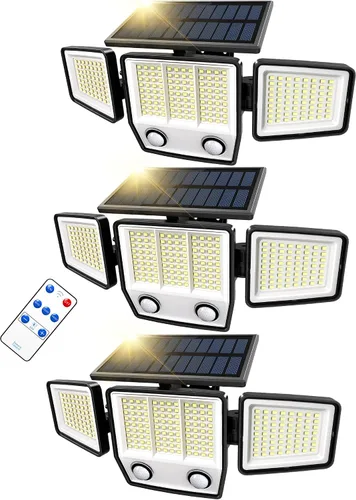 Miniatura 12 de MDCMDCM Luces solares para exteriores con sensor de movimiento, impermeables, 3000 lúmenes, 3 modos, luces de seguridad para exteriores, iluminación