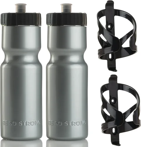 Miniatura 9 de Bike Water Bottle Holder & Bottle Combo – 2-Pack 22 oz Sports Squeeze Bottles with Pull Top Cap & Easy-Install Bike Cage – Made in USA – 50 Strong