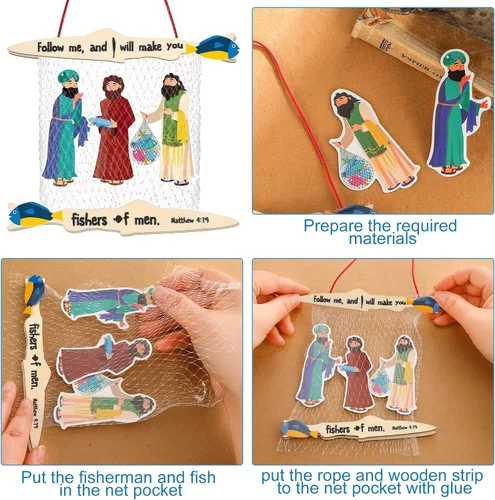 Miniatura 3 de Amyhill 24 juegos de pescadores de hombres, manualidades para niños, primera comunión, escuela dominical, kit de manualidades bíblicas, suministros