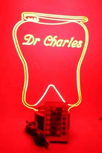 Miniatura 6 de MIRROR MANIA Lámpara de mesa LED personalizada con grabado de dientes y cepillo dental, viene con control remoto, 16 opciones de color, cable