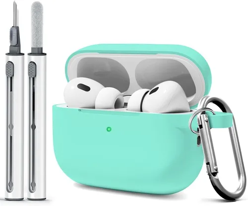 Miniatura 22 de Funda para AirPods Pro 2 con kit de limpieza, compatible con Airpods Pro de 2ª/1ª generación (cable USB-C) con llavero para mujeres y hombres, azul