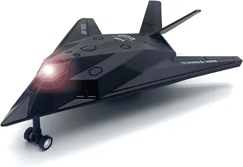 Diecast Stealth Fighter Jet Metal Militar Avión Juguete – Modelo de aleación a escala 1:400 Avión táctico con acción de retroceso, luces y sonido