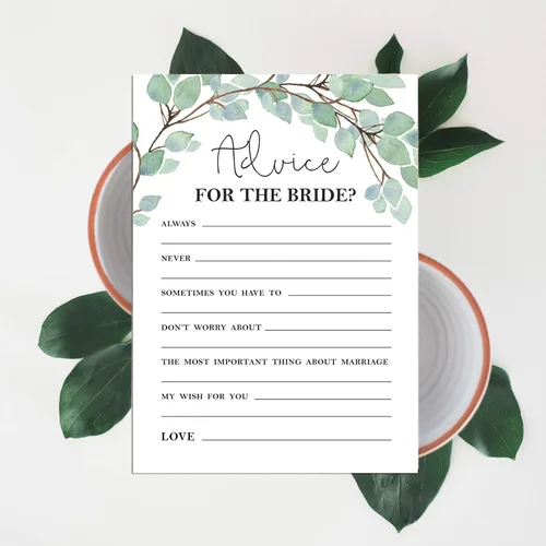Miniatura 6 de Juego de 50 tarjetas de actividades de juego Greenery Mad Libs Consejos para la novia