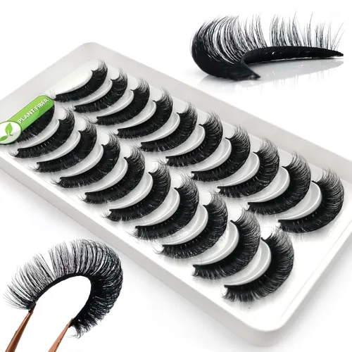 Miniatura 28 de 10 pares de pestañas rusas 3D voluminosas, con curvatura DD, pestañas postizas de visón sintético, pestañas de 19/32 de pulgada que parecen S09