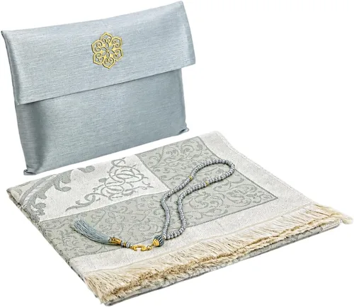 Miniatura 8 de ihvan online Alfombra de oración musulmana con 99 cuentas Tasbih y bolsa de viaje, tafetán suave sajadah, ligero y plegable, tapete de oración Negro