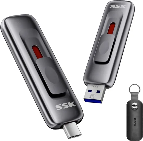 Miniatura 10 de SSK USB Drive 128GB, hasta 560 MB/s Velocidad de Lectura Pendrive, Memoria Rápida con USB 3.2 Gen 2 Dual Deslizante FlashDrive Tipo-c +A? SSD