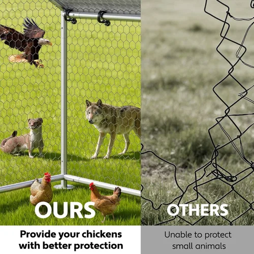 Miniatura 4 de Gallinero grande de metal con cubierta impermeable y resistente a los rayos UV, jaula de gallinas para exteriores, conejo, pato, gallinero para uso