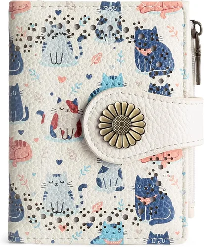 Miniatura 12 de SENDEFN - Carteras pequeñas para mujer, cartera compacta con bloqueo RFID, de cuero, plegable, con bolsillo para monedas y cierre, A-baby Azul