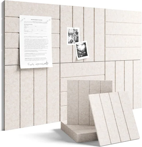 Miniatura 42 de Tablero de anuncios de fieltro grande de 36 x 24 pulgadas, alternativa al tablero de corcho – Paquete de 6 con 40 pestañas adhesivas extraíbles